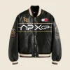 F1 X Tommy Hilfiger Racing Leather Varsity Jacket Front Image