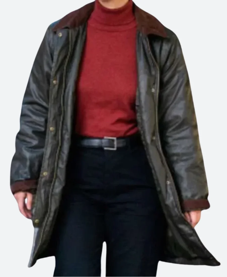 FBI International Jamie Kellett Leather Trench Coat