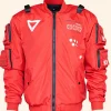 Fabric of the Universe XB-03 Bomber Jacket Red Front Image