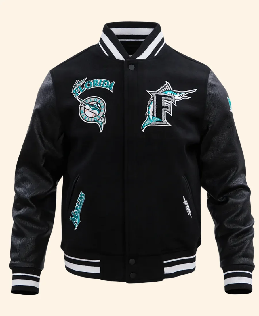 Florida Marlins Retro Classic Varsity Jacket Front Image