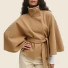 Gina Tricot Belt Cape Brown Jacket Front