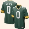 Green Bay Packers Matthew Golden Green Jersey Front And Back Image
