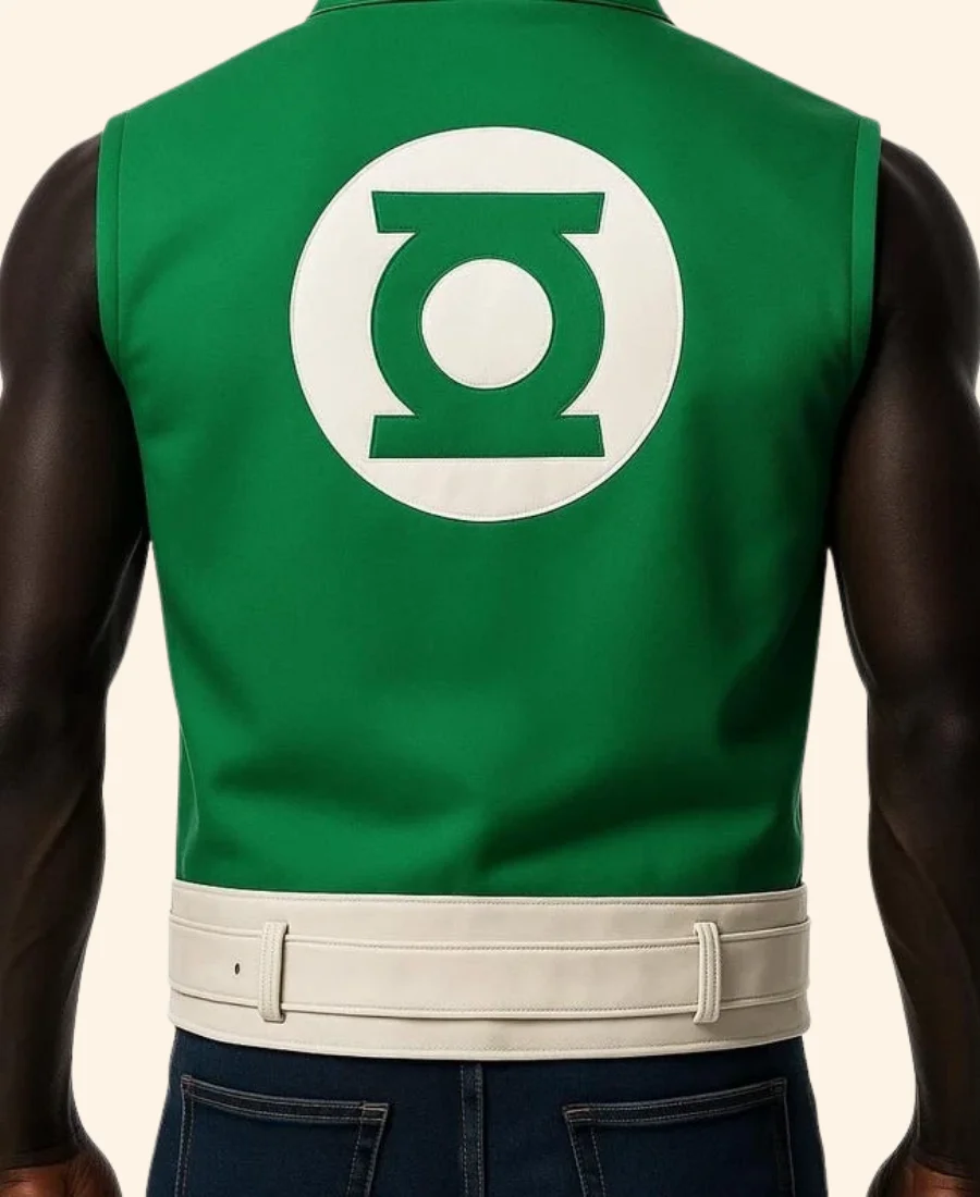 Green Lantern Corps Leather Vest Green Back Image