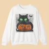 Halloween Cat & Pumpkin Sweatshirt Front Image