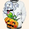 Halloween Funny Pumpkin Varsity Jacket Front Image