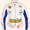 Halloween Pumpkin Leather Racing Jacket Front Image
