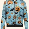 Halloween Pumpkins And Bats Bomber Jacket Front Image