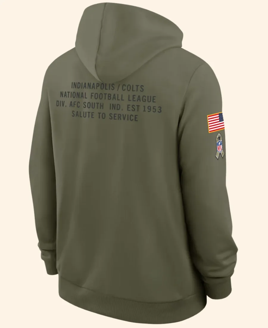 Indianapolis Colts Shane Steichen Salute To Service Hoodie back Image
