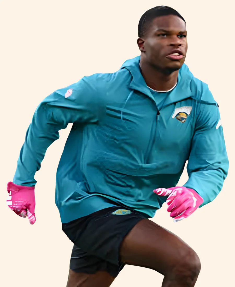 Jaguars Sideline Travis Hunter Anorak Jacket Close Image