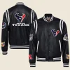 Jeff Hamilton Black Houston Texans Leather Jacket Front And Back Image