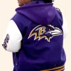 Jen Jean-Pierre Baltimore Ravens Varsity Hooded Jacket Back Image