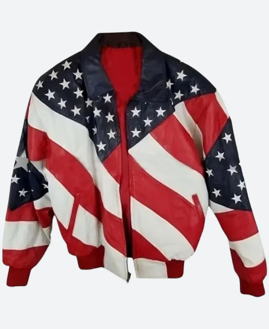 Jessie G American Flag Leather Jacket