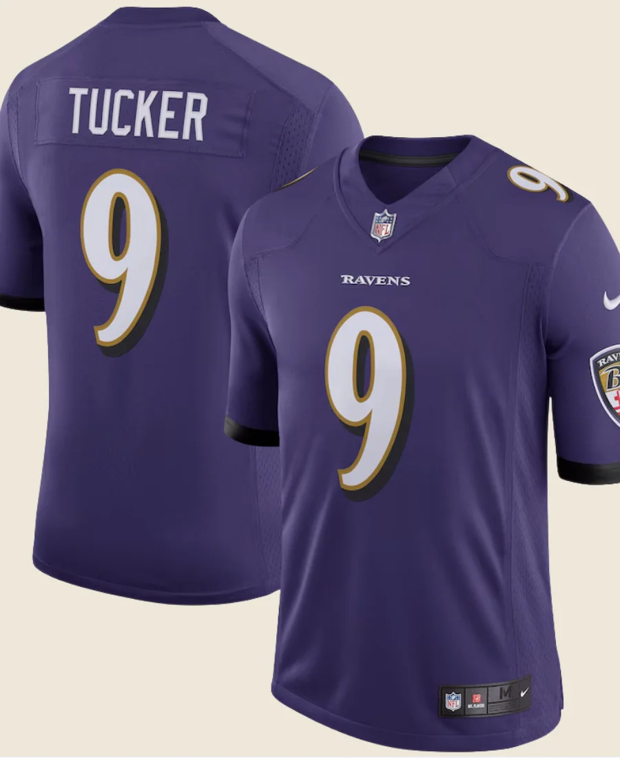 Justin Tucker suspended 10 Weeks Jersey Front And Back Image