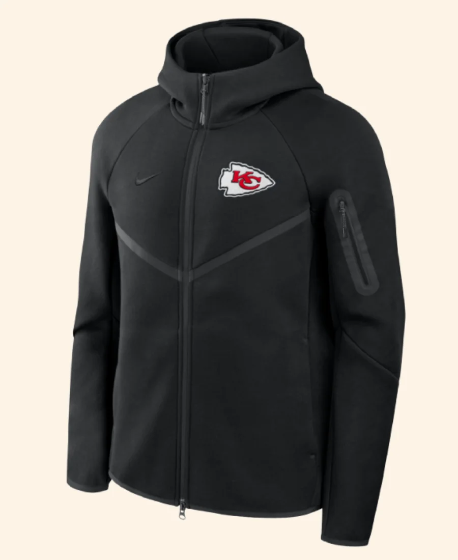 KC Chiefs Tech Windrunner Jacket Blaack Front Image