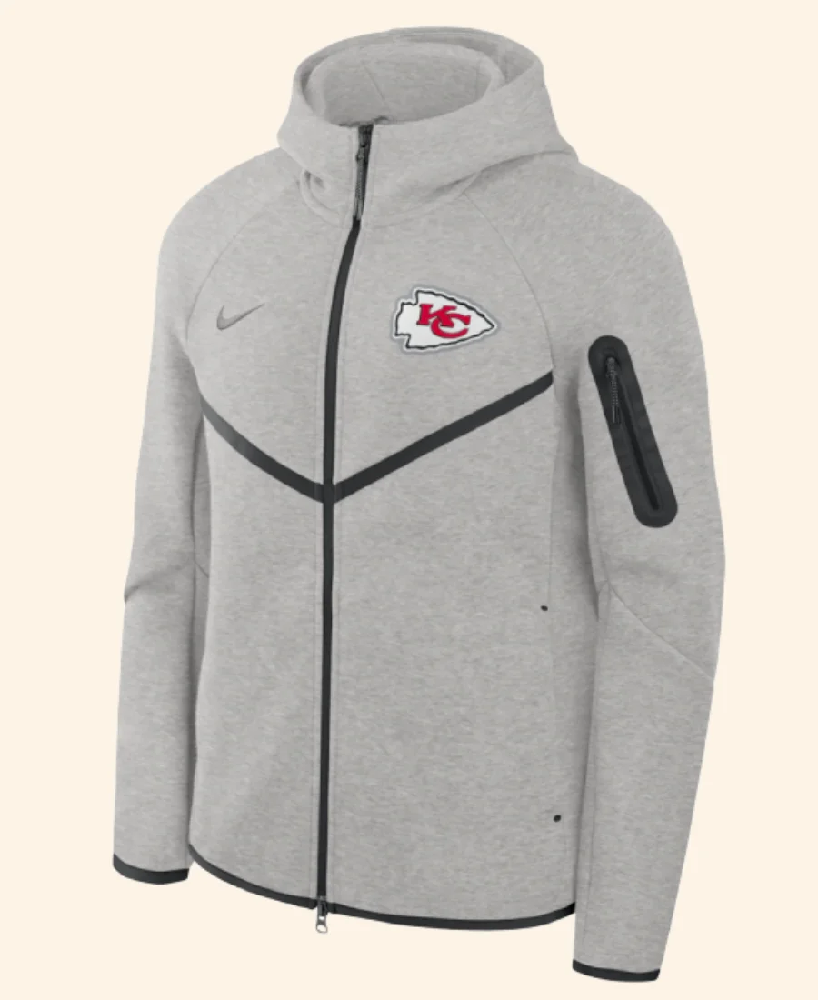 KC Chiefs Tech Windrunner Jacket Grey Front Image