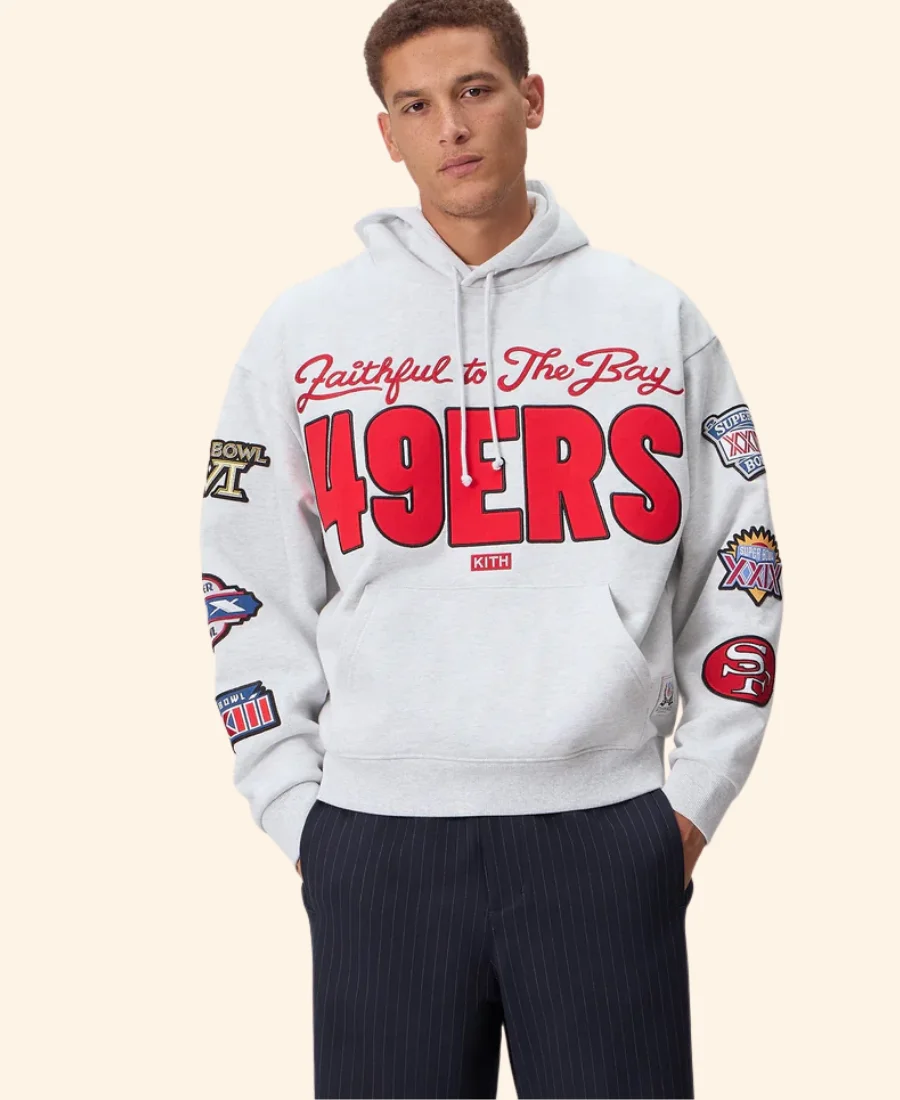 Kith San Francisco 49ers Faithful Vintage Hoodie Closure Front