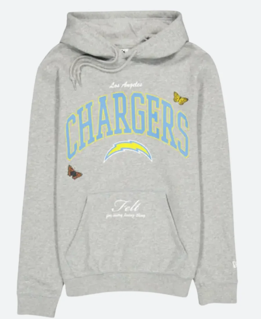LA Chargers Felt Grey Hoodie