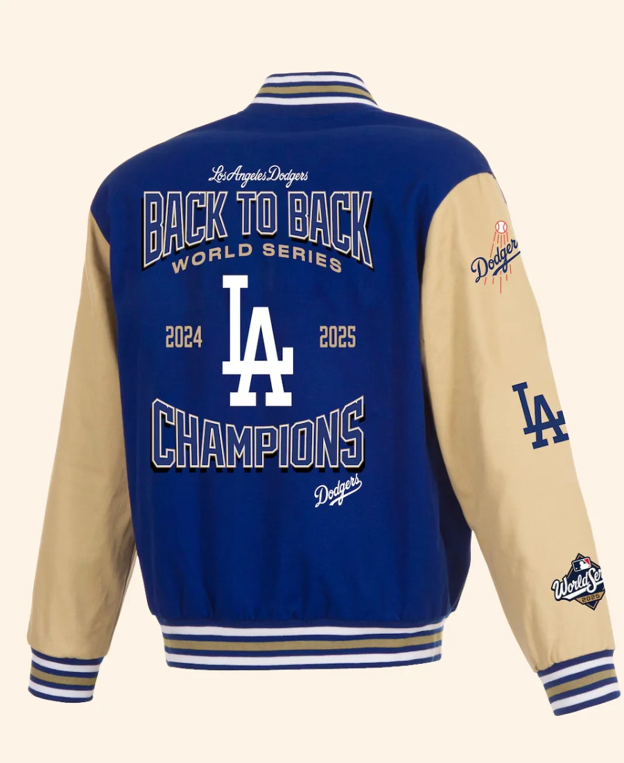 LA Dodgers Back To Back World Series Champions Bomber Jacket back Image