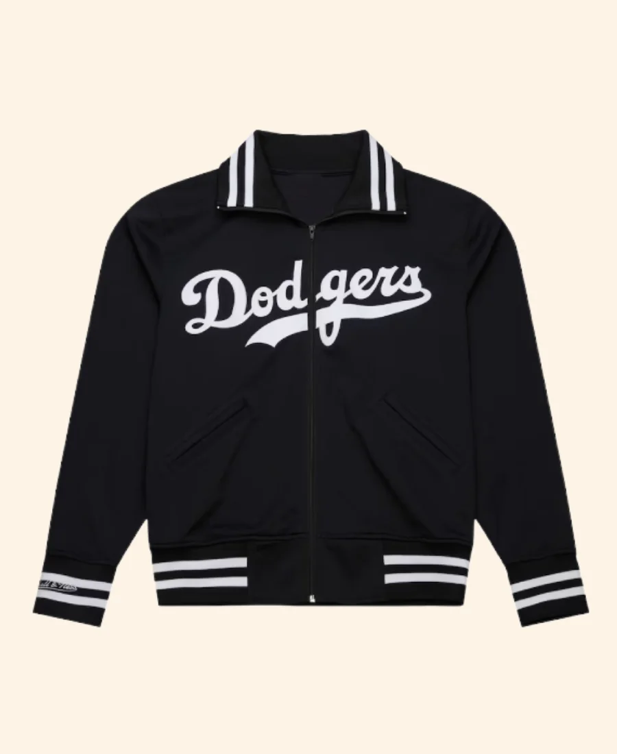 LA Dodgers Cooperstown Batting Practice Jacket Black Front Image