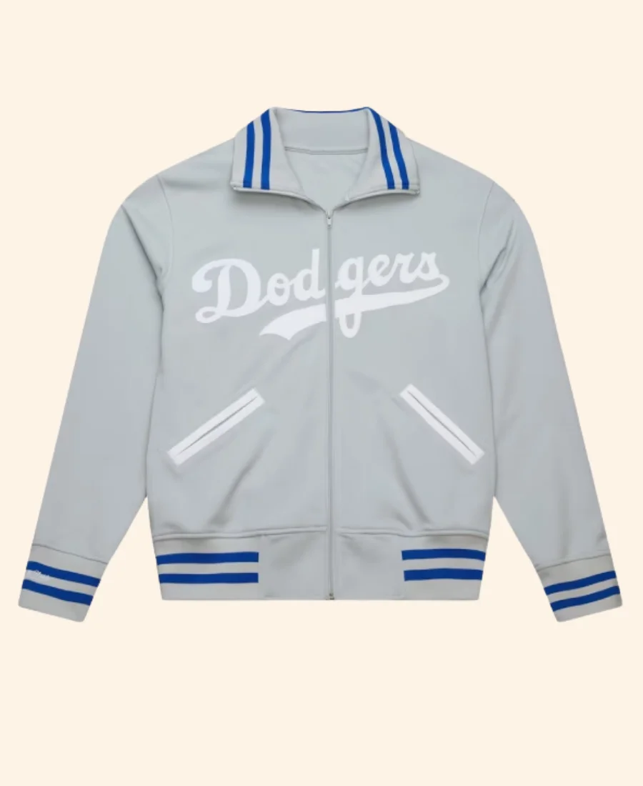 LA Dodgers Cooperstown Batting Practice Jacket Grey Front Image