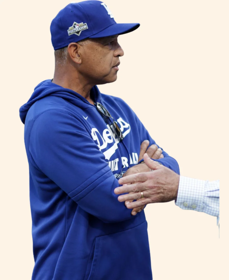LA Dodgers Dave Robert Built For Fall Hoodie ArmImage