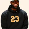 LA Lakers LeBron James 23 Black Hoodie Close Image