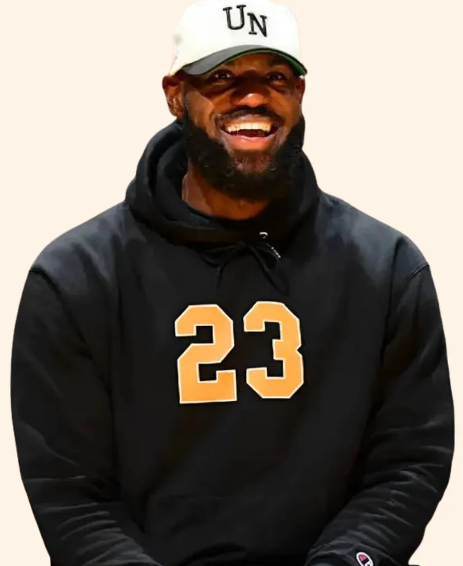 LA Lakers LeBron James 23 Black Hoodie Close Image