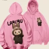 Labubu The Monster Hoodie Pink Front And Back Image