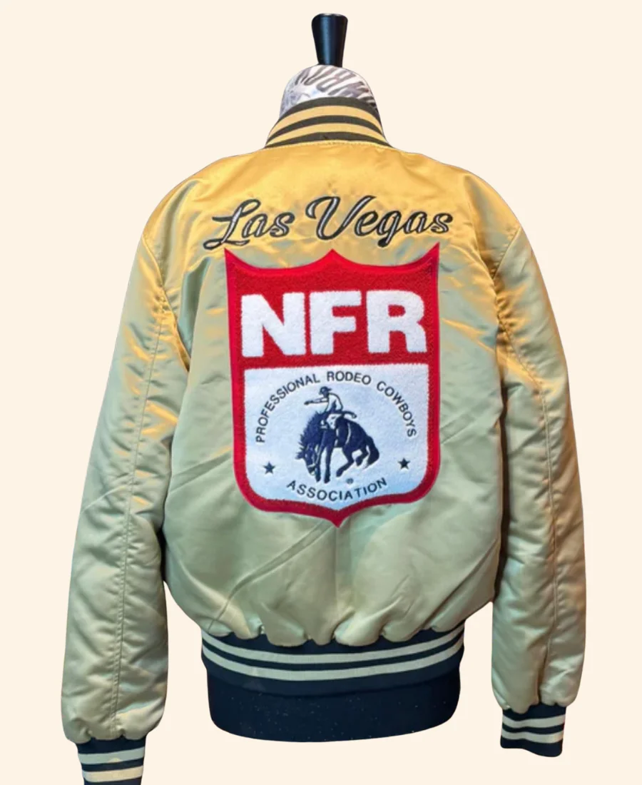 Las Vegas NFR Golden Silk Bomber Jacket Back Image