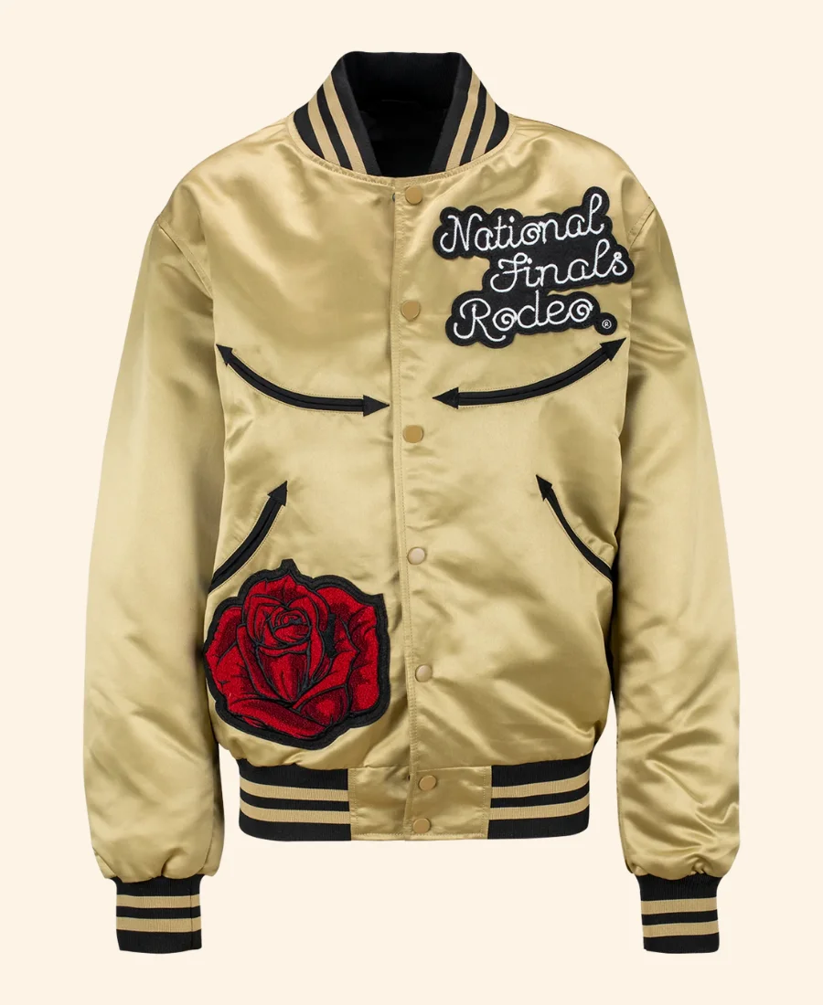 Las Vegas NFR Golden Silk Bomber Jacket Front Image