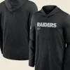 Las Vegas Raiders Sideline Performance Long Sleeve Hoodie Black Front And Back Image