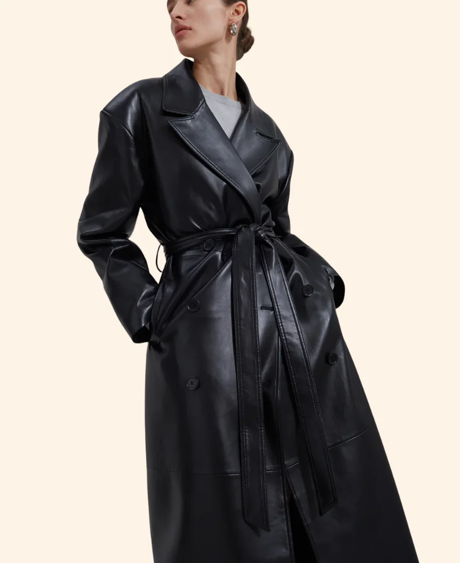 Leather Trench Coat Closure Image