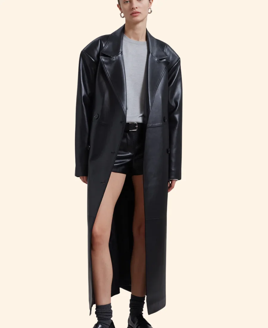 Leather Trench Coat Front Image