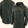 Los Angeles Chargers 2025 Salute to Service Sideline Pullover Hoodie Front And Back Image