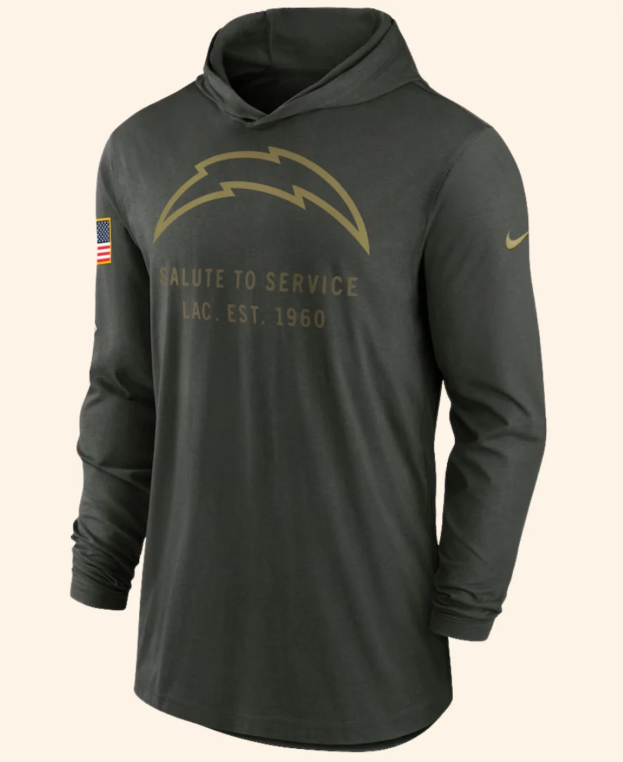 Los Angeles Chargers 2025 Salute to Service Sideline Pullover Hoodie Front Image