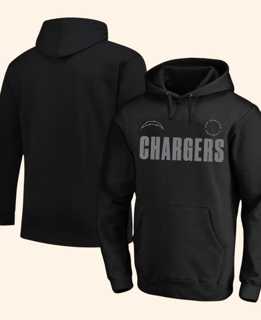 Los Angeles Chargers Black Hoodie Front And Back Image