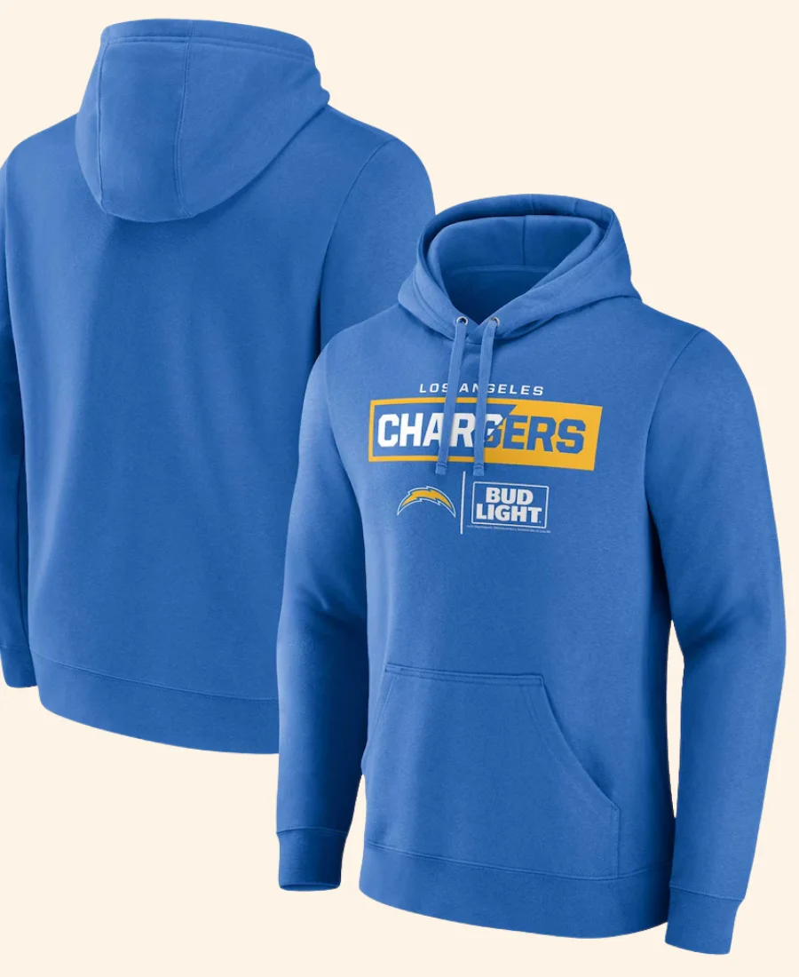 Los Angeles Chargers Blue Pullover Hoodie Front And Back Image