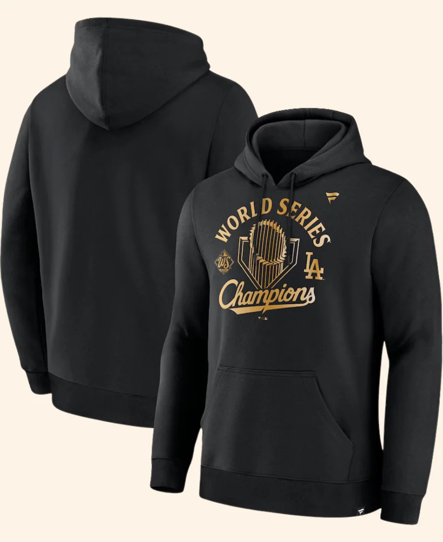 Los Angeles Dodgers Black 2025 World Series Champions Hoodie Front And Back Image