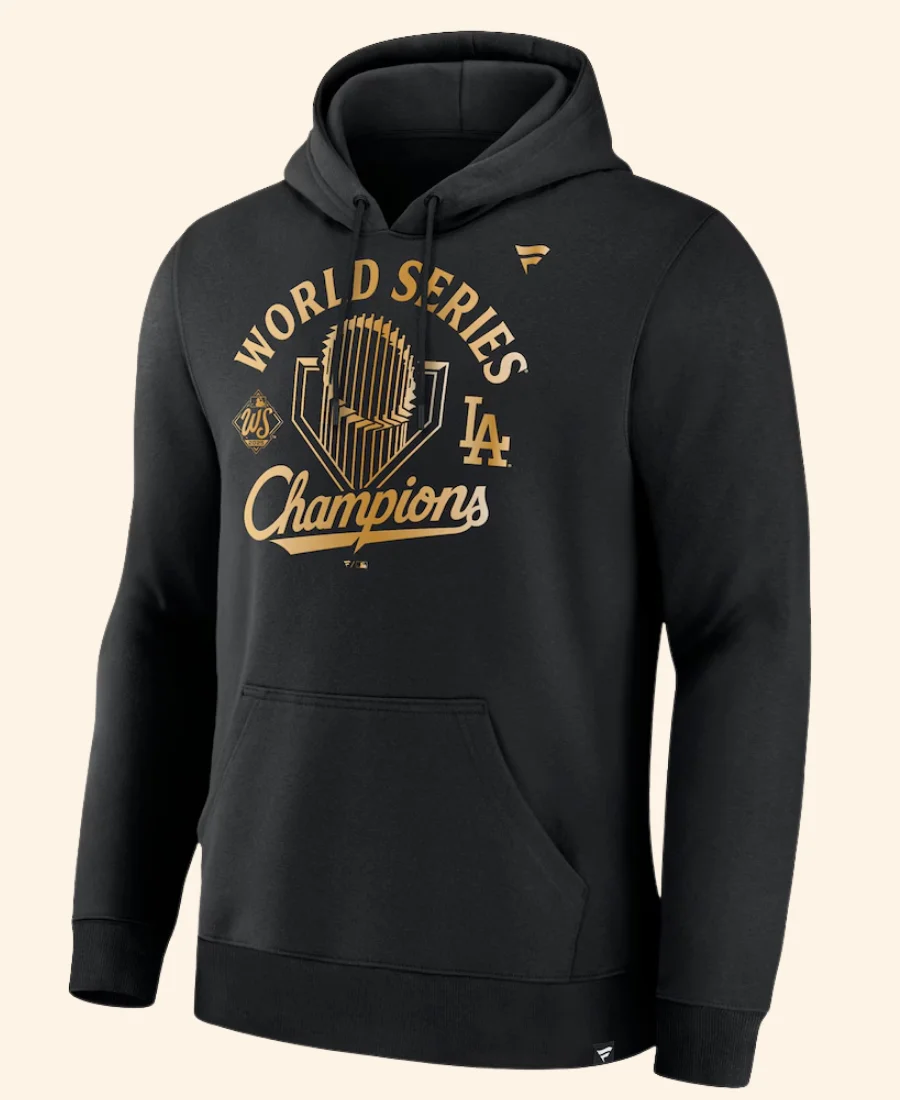 Los Angeles Dodgers Black 2025 World Series Champions Hoodie Front Image