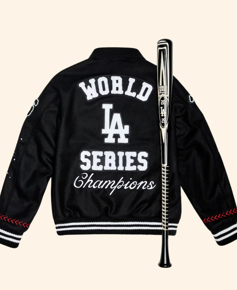 Los Angeles Dodgers Joshua Vides 2025 World Series Champions Varsity Jacket Back Image