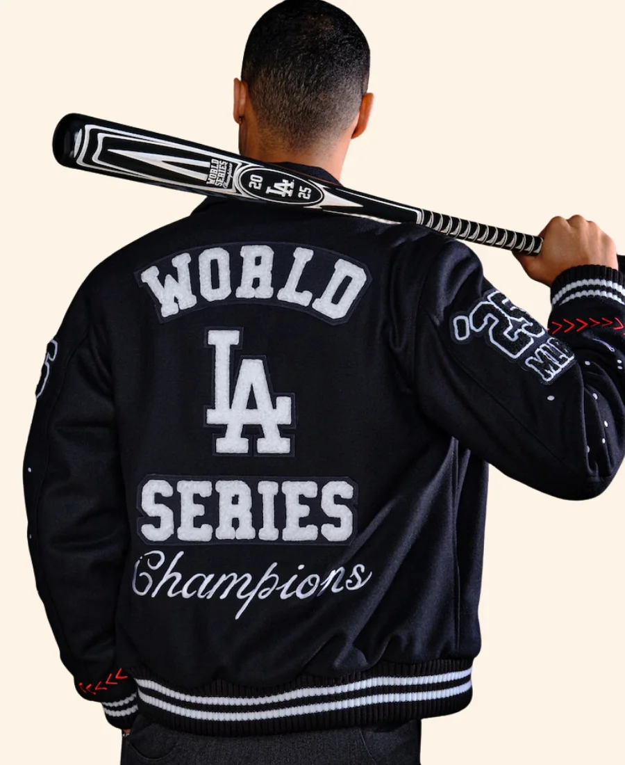 Los Angeles Dodgers Joshua Vides 2025 World Series Champions Varsity Jacket Back Image