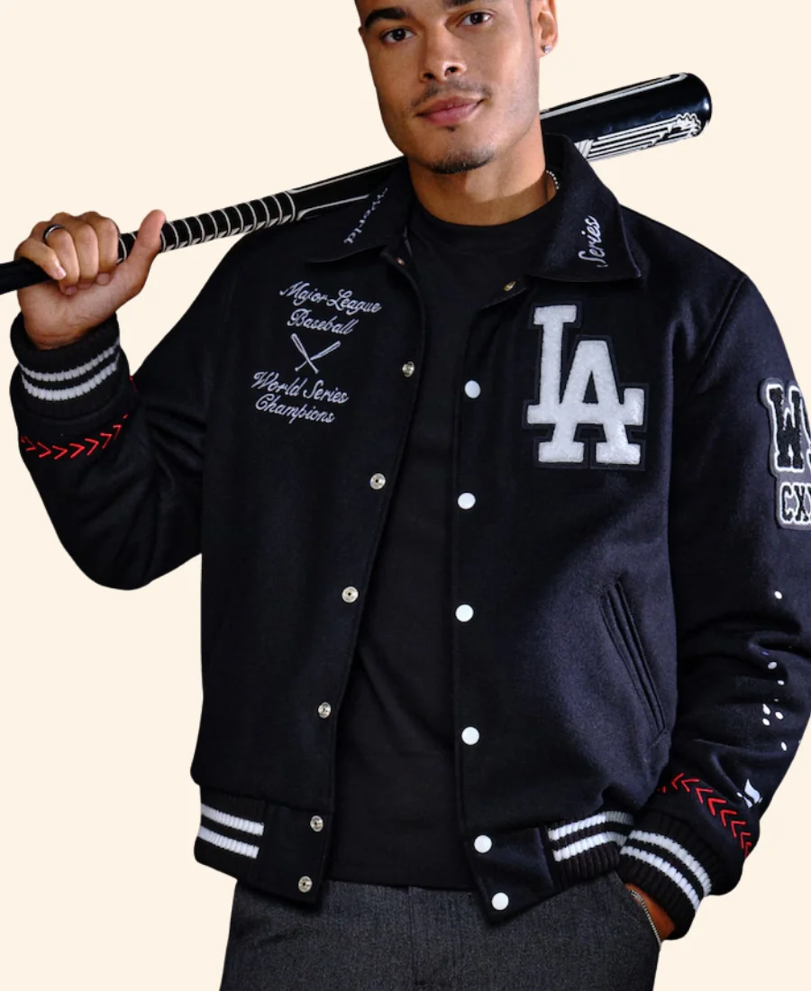 Los Angeles Dodgers Joshua Vides 2025 World Series Champions Varsity Jacket Front Image