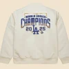 Los Angeles Dodgers Mitchell 2025 World Series Champions Bomber Jacket Cream Back Image