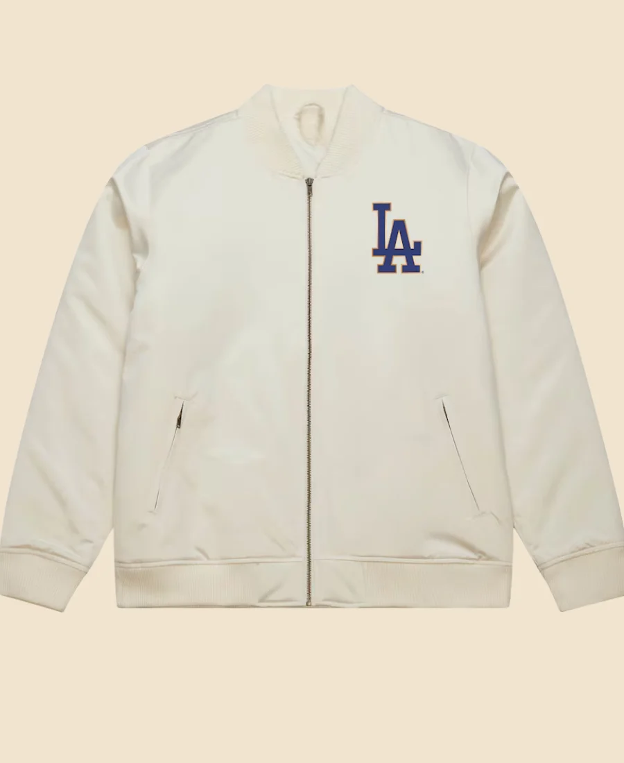 Los Angeles Dodgers Mitchell 2025 World Series Champions Bomber Jacket Cream Front Image