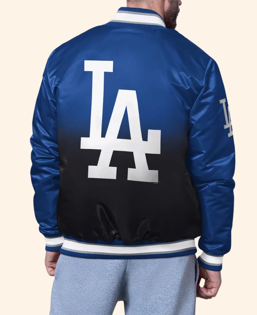 Los Angeles Dodgers Pass Rush Satin Varsity Jacket Back Image