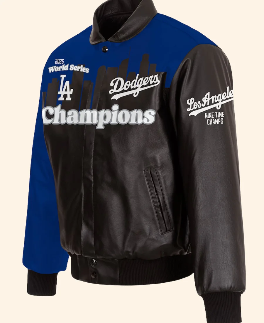 Los Angeles Dodgers Royal 2025 World Series Champions Leather Jacket Front Image
