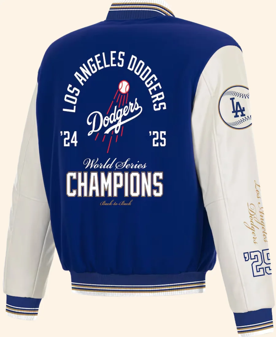 Los Angeles Dodgers Royal 2025 World Series Champions Varsity Jacket Back Image