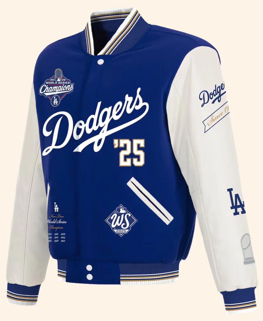 Los Angeles Dodgers Royal 2025 World Series Champions Varsity Jacket Front Image