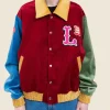 Loverboy Color Block Letterman Jacket Front Image