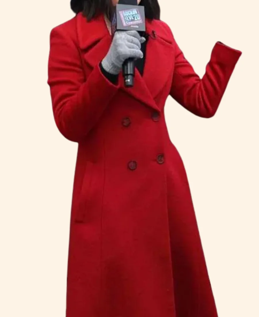 Lucy Hale Christmas Trench Coat Full Image
